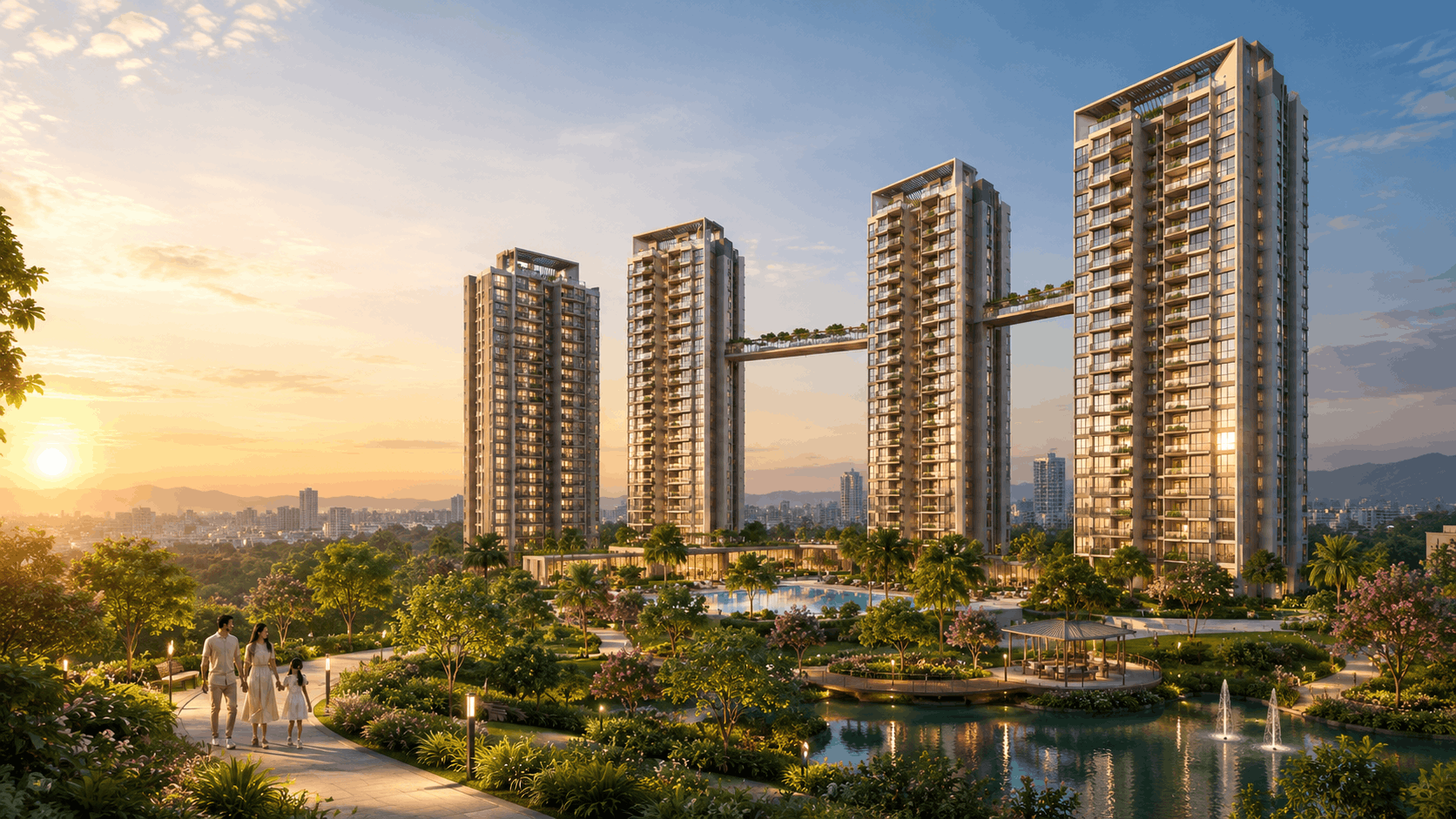 Sindhu Skies by GK high-rise towers in Pimple Saudagar, Pune, at twilight